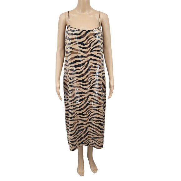 J Crew Collection Gwyneth Sequin Slip Dress in Zebra Stripe - Picture 3 of 12